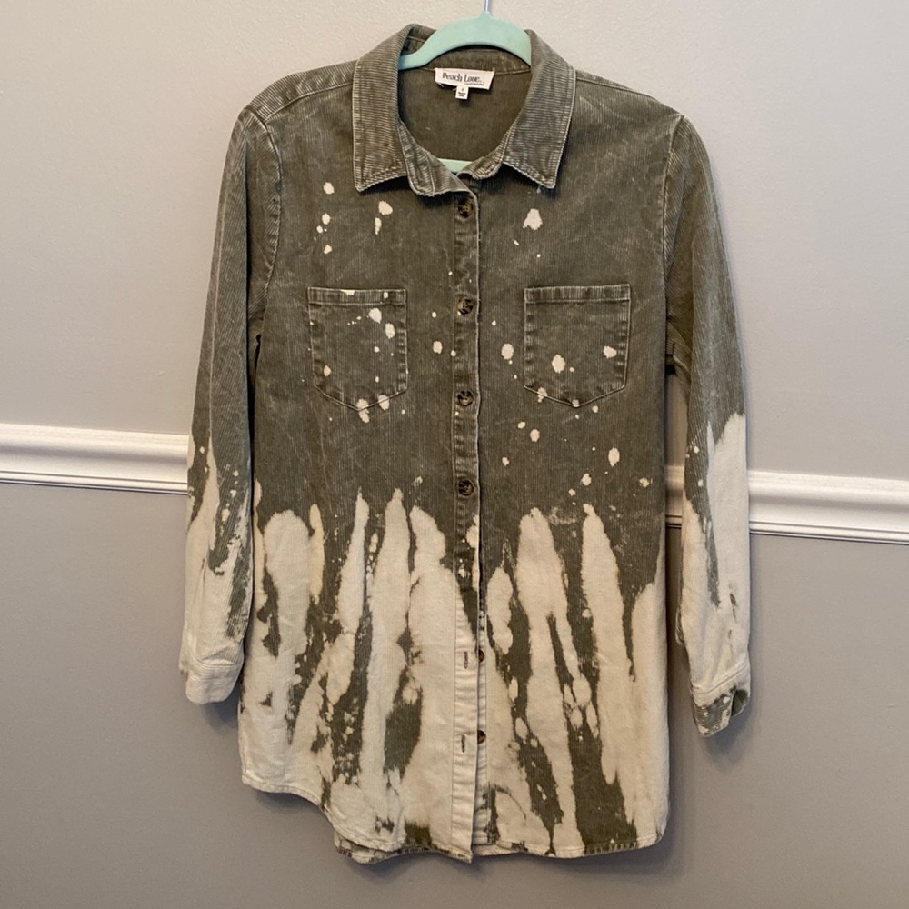 Corduroy Oversized Shacket with Bleaching